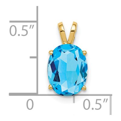 14K Yellow Gold Swiss Blue Topaz Oval Pendant – view 3