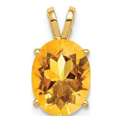 14K Yellow Gold Citrine Oval Pendant