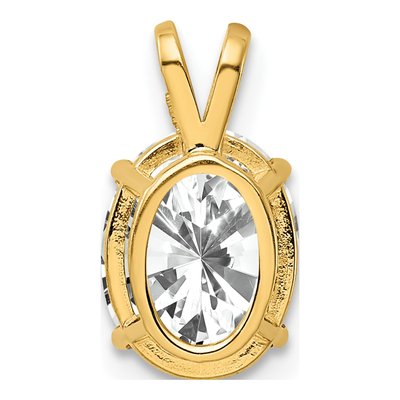 14K Yellow Gold CZ Oval Pendant – view 4