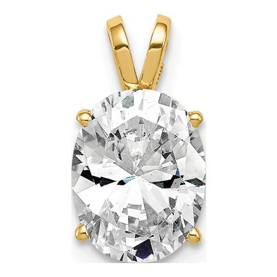14K Yellow Gold CZ Oval Pendant