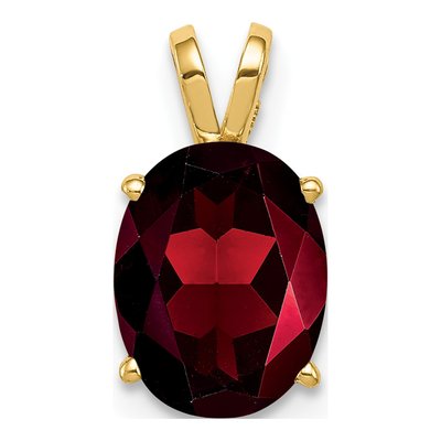 14K Yellow Gold Garnet Oval Pendant