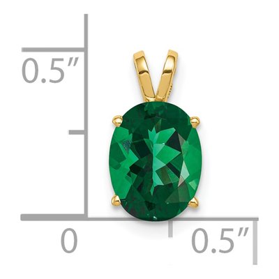 14K Yellow Gold Lab-Created Helenite Mount St Helens Oval Pendant – view 2