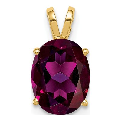 14K Yellow Gold Rhodolite Garnet Oval Pendant