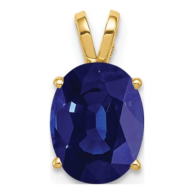 14K Yellow Gold Sapphire Oval Pendant