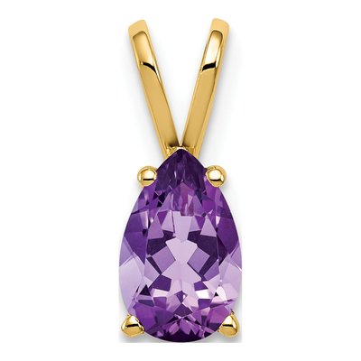 14K Yellow Gold Amethyst Pear Pendant