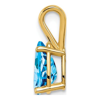 14K Yellow Gold Swiss Blue Topaz Pear Pendant – view 3