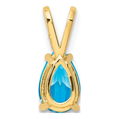 14K Yellow Gold Swiss Blue Topaz Pear Pendant – view 4