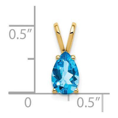 14K Yellow Gold Swiss Blue Topaz Pear Pendant – view 5
