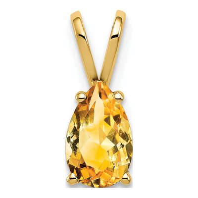 14K Yellow Gold Citrine Pear Pendant