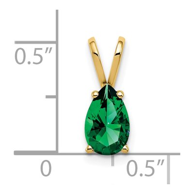 14K Yellow Gold Lab-Created Helenite Pear Mount St Helens Pendant – view 2