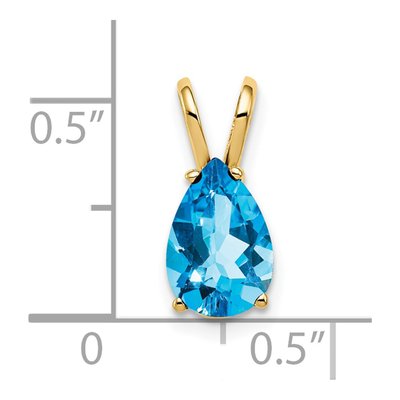 14K Yellow Gold Swiss Blue Topaz Pear Pendant – view 3
