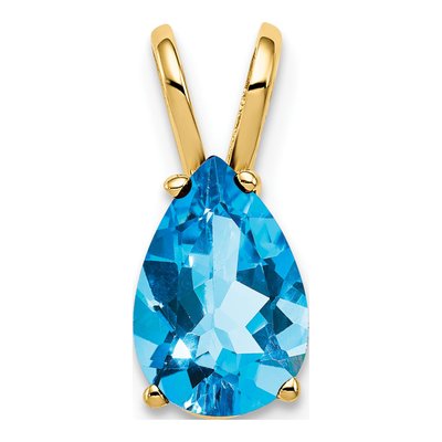 14K Yellow Gold Swiss Blue Topaz Pear Pendant
