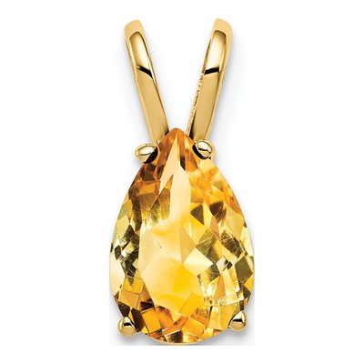 14K Yellow Gold Citrine Pear Pendant