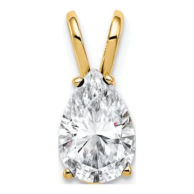 14K Yellow Gold CZ Pear Pendant
