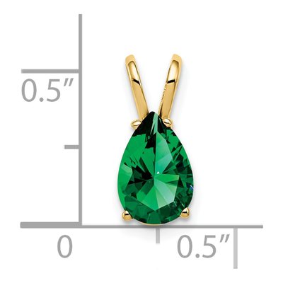 14K Yellow Gold Lab-Created Helenite Pear Mount St Helens Pendant – view 2