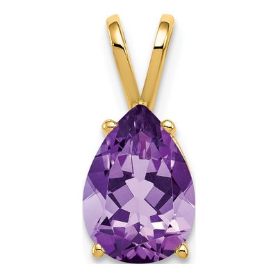 14K Yellow Gold Amethyst Pear Pendant