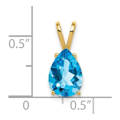 14K Yellow Gold Swiss Blue Topaz Pear Pendant – view 3