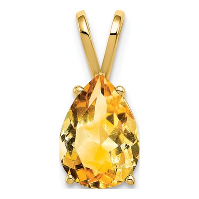 14K Yellow Gold Citrine Pear Pendant