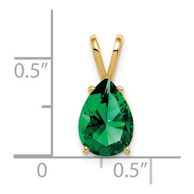 14K Yellow Gold Lab-Created Helenite Pear Mount St Helens Pendant – view 2