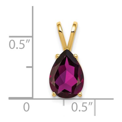 14K Yellow Gold Rhodolite Garnet Pear Pendant – view 2