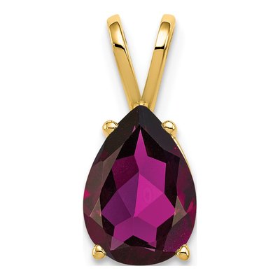 14K Yellow Gold Rhodolite Garnet Pear Pendant