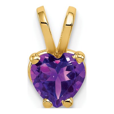 14K Yellow Gold Amethyst Heart Pendant