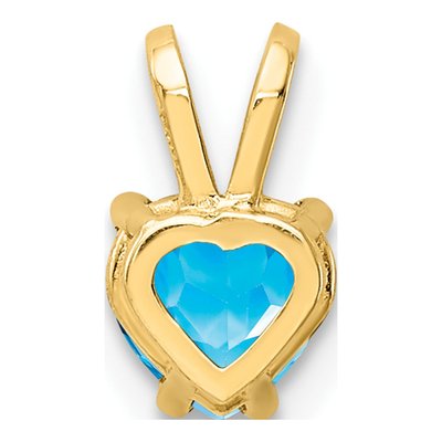 14K Yellow Gold Swiss Blue Topaz Heart Pendant – view 4