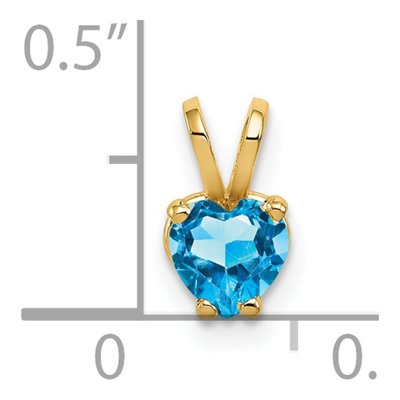14K Yellow Gold Swiss Blue Topaz Heart Pendant – view 5