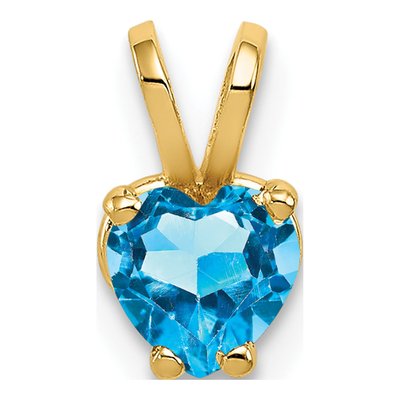 14K Yellow Gold Swiss Blue Topaz Heart Pendant