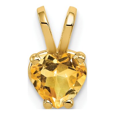 14K Yellow Gold Citrine Heart Pendant