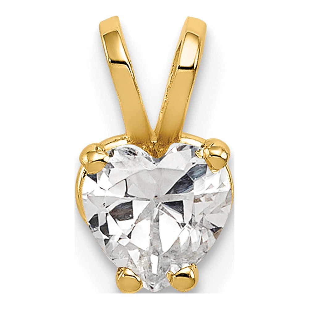 14K Yellow Gold CZ Heart Pendant