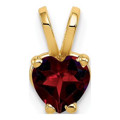 14K Yellow Gold Garnet Heart Pendant