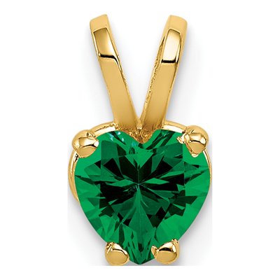 14K Yellow Gold Lab-Created Helenite Heart Mount St Helens Pendant