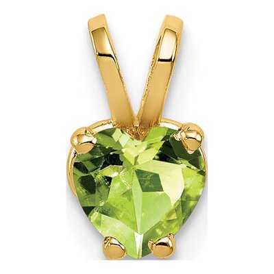 14K Yellow Gold Peridot Heart Pendant