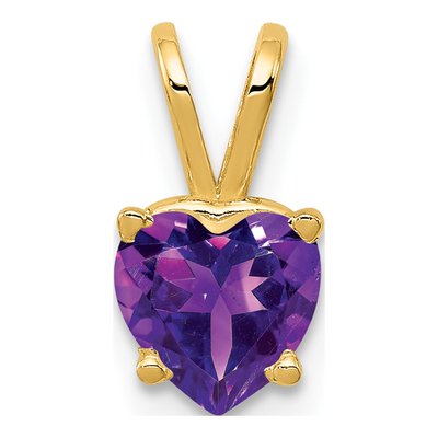 14K Yellow Gold Amethyst Heart Pendant