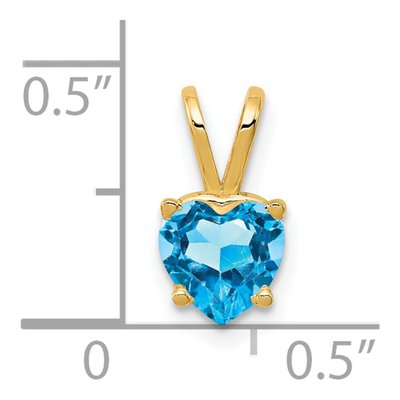 14K Yellow Gold Swiss Blue Topaz Heart Pendant – view 3