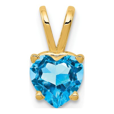14K Yellow Gold Swiss Blue Topaz Heart Pendant