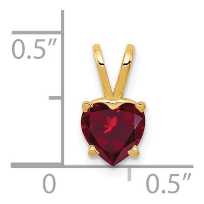 14K Yellow Gold Lab-Created Ruby Heart Pendant – view 2