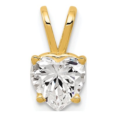14K Yellow Gold CZ Heart Pendant