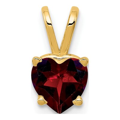 14K Yellow Gold Garnet Heart Pendant