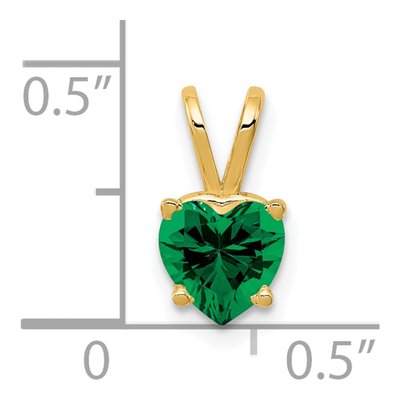 14K Yellow Gold Lab-Created Helenite Heart Mount St Helens Pendant – view 2