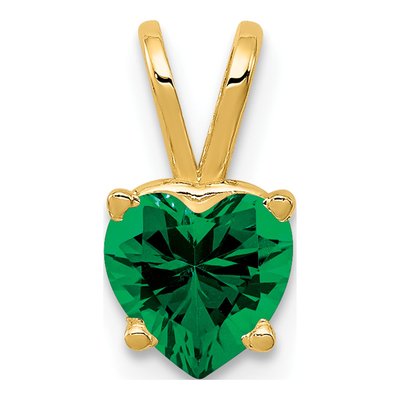 14K Yellow Gold Lab-Created Helenite Heart Mount St Helens Pendant