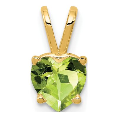 14K Yellow Gold Peridot Heart Pendant