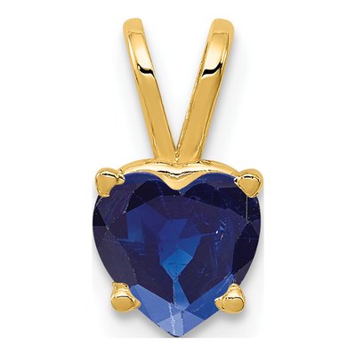 14K Yellow Gold Sapphire Heart Pendant