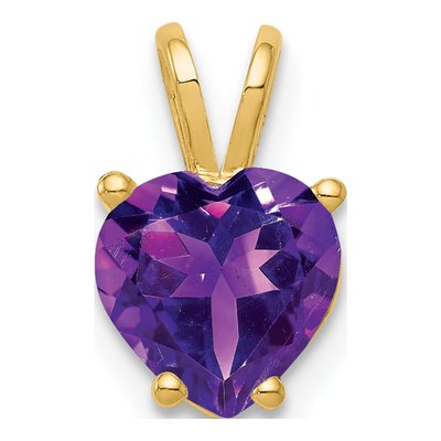 14K Yellow Gold Amethyst Heart Pendant