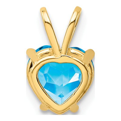 14K Yellow Gold Swiss Blue Topaz Heart Pendant – view 4