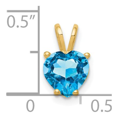 14K Yellow Gold Swiss Blue Topaz Heart Pendant – view 5