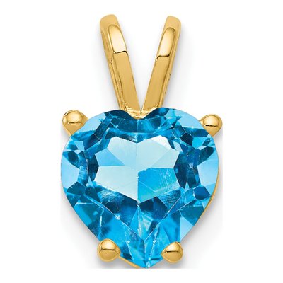 14K Yellow Gold Swiss Blue Topaz Heart Pendant