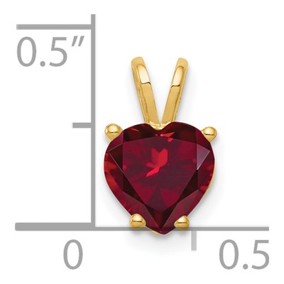 14K Yellow Gold Lab-Created Ruby Heart Pendant – view 2
