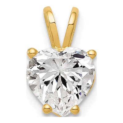 14K Yellow Gold CZ Heart Pendant